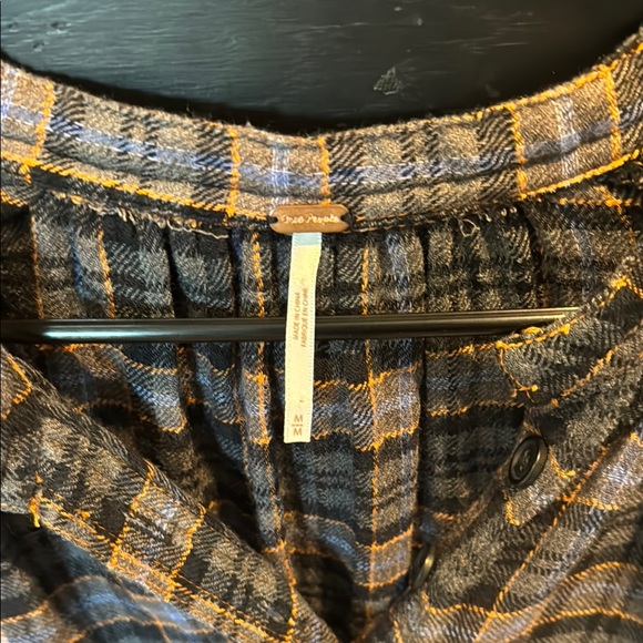 Free People Blue and Orange Plaid Shirt - Picture 2 of 3